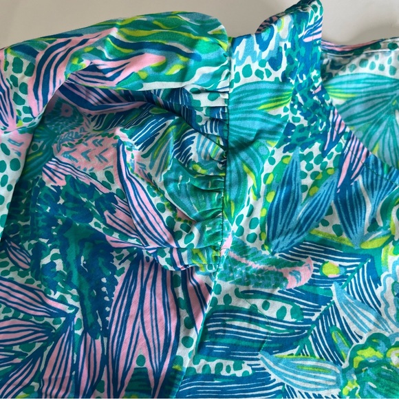 Lilly Pulitzer Women's Small Lynnley Linen Top Balloon Sleeve Floral‎ Botanical - Picture 7 of 10